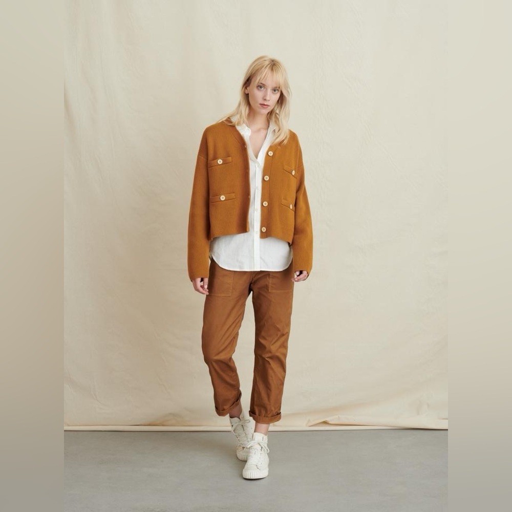 Alex Mill Jo Ribbed Cardigan Sweater Jacket in Caramel Golden Yellow size Small